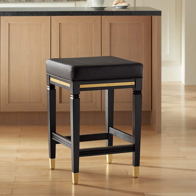 Image 1 55 Downing Street Jaxon 26" High Black Faux Leather Counter Stool