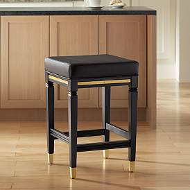 Image1 of 55 Downing Street Jaxon 26" High Black Faux Leather Counter Stool