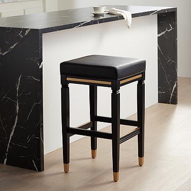 55 Downing Street Jaxon 31 1/4" High Black Faux Leather Barstool