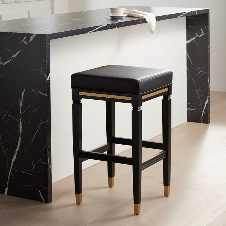 Image 1 55 Downing Street Jaxon 31 1/4" High Black Faux Leather Barstool