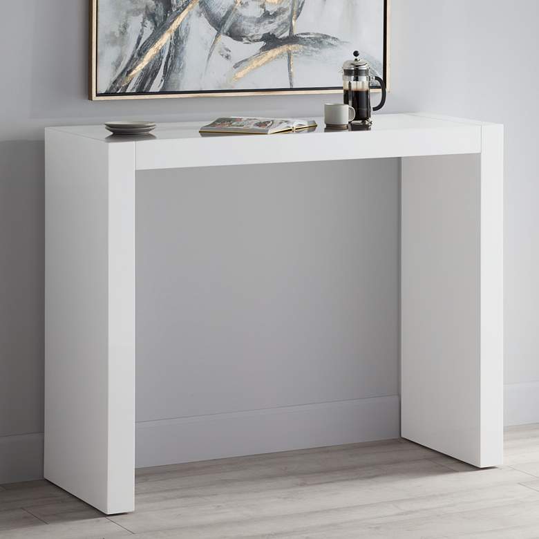 Image 1 55 Downing Street Jessa 50" Wide Modern Gloss White Bar Table
