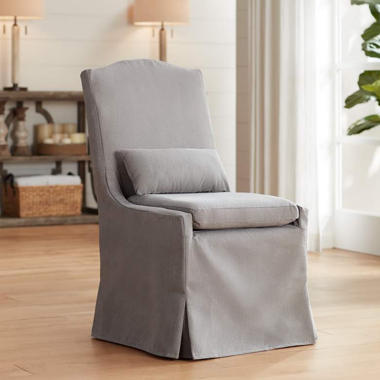 Image 1 55 Downing Street Juliete Peyton Slate Gray Slipcover Dining Chair