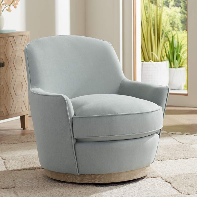 Image 1 55 Downing Street Kathleen 32 3/4" Wide Light Blue Swivel Chair