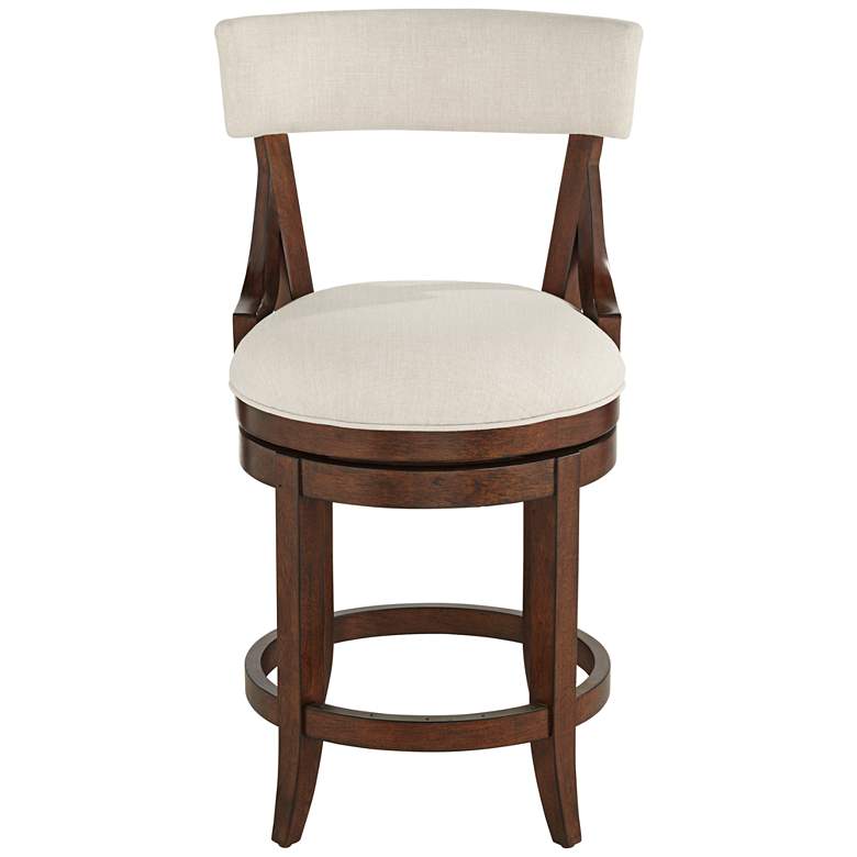 Image 6 55 Downing Street Lev 24" High Distressed Walnut Linen Counter Stool more views