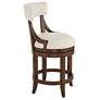 7_55 Downing Street Lev 24" High Distressed Walnut Linen Counter Stool more views
