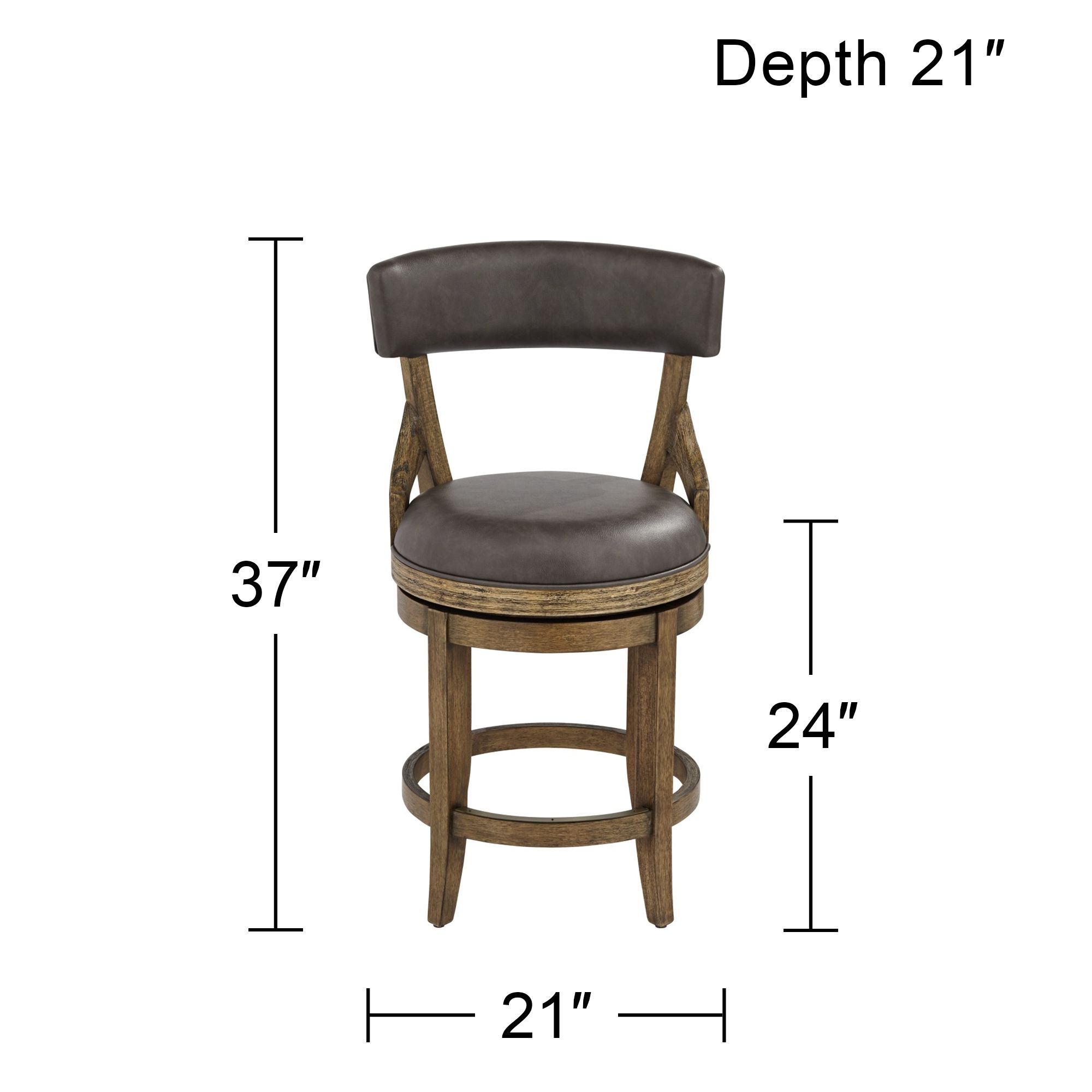55 Downing Street Lev 24" Vintage Smoke Faux Leather Swivel Stool