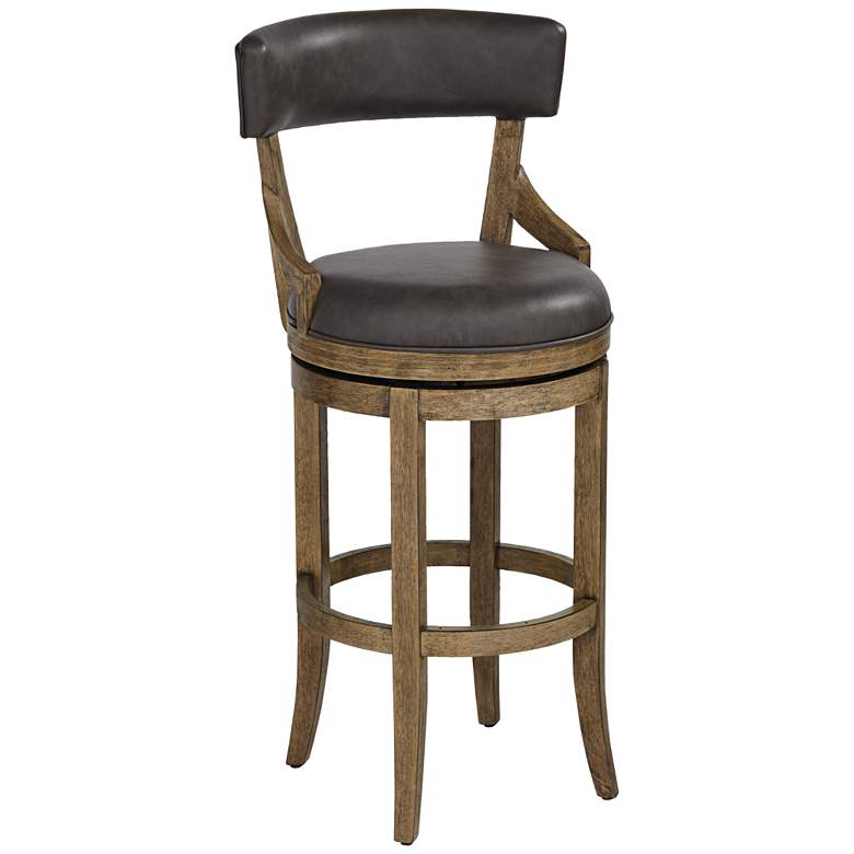 Image 2 55 Downing Street Lev 31 1/4" Smoke Faux Leather Swivel Bar Stool