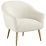 55 Downing Street Lina White Sheep Accent Chair with Gold Legs in scene