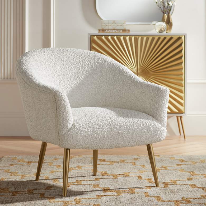 Image 2 55 Downing Street Lina White Sheep Accent Chair with Gold Legs