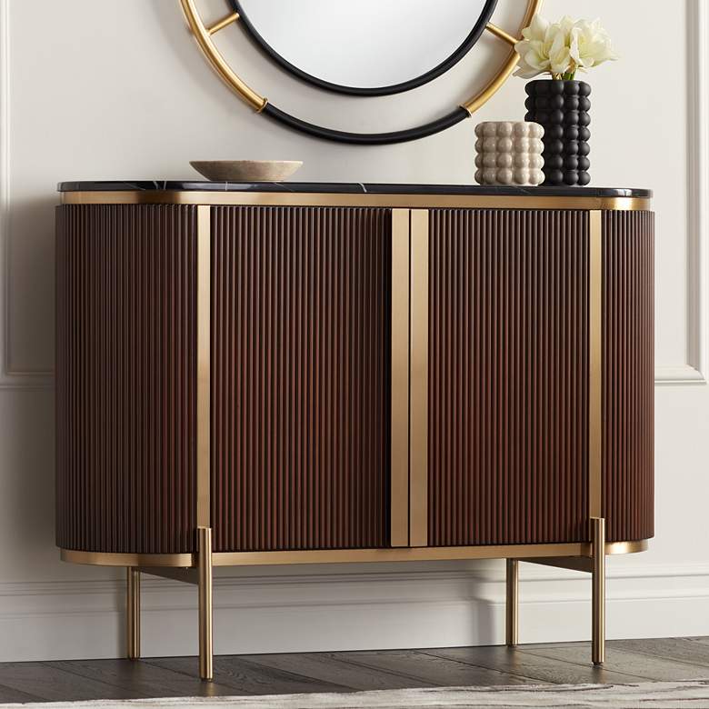 Image 2 55 Downing Street Ludwig 47 1/4" Brown and Black Marble Accent Chest