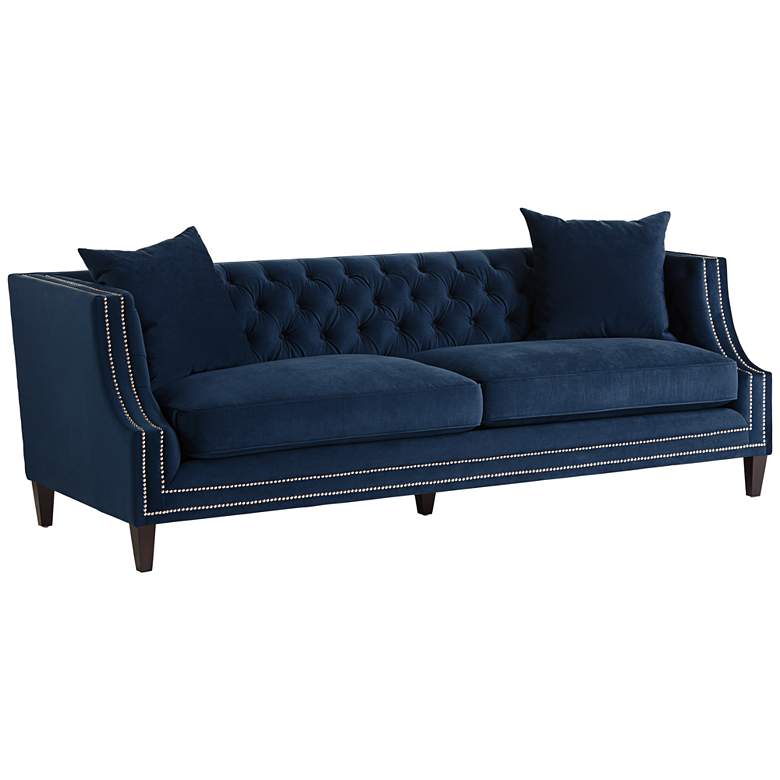 Image 3 55 Downing Street Marilyn 93" Wide Blue Velvet Tufted Upholstered Sofa