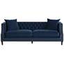 6_55 Downing Street Marilyn 93" Wide Blue Velvet Tufted Upholstered Sofa more views