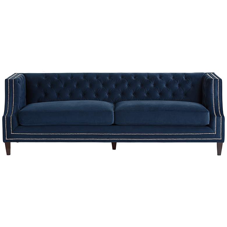 Image 7 55 Downing Street Marilyn 93" Wide Blue Velvet Tufted Upholstered Sofa more views