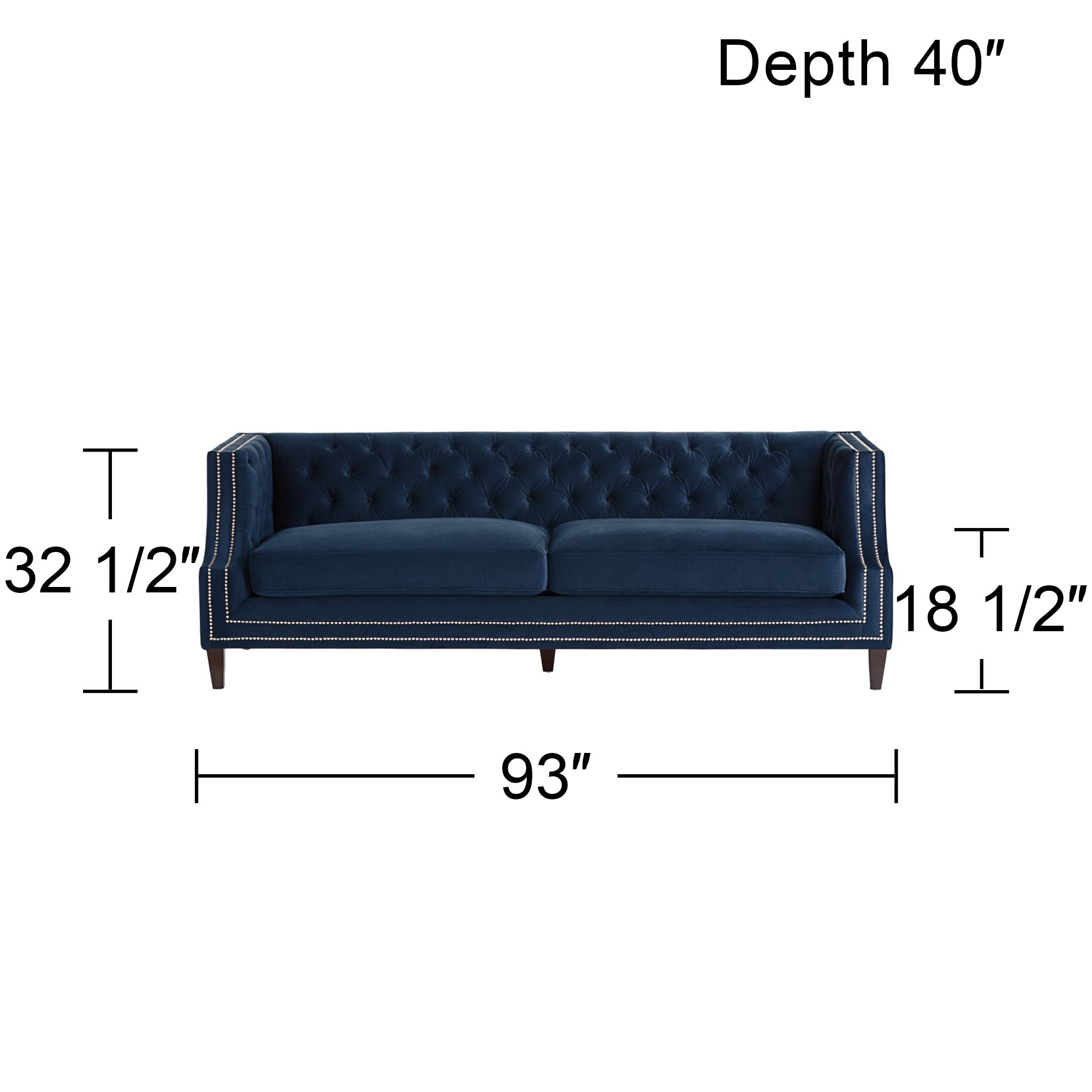 55 Downing Street Marilyn 93" Wide Blue Velvet Tufted Upholstered Sofa in scene