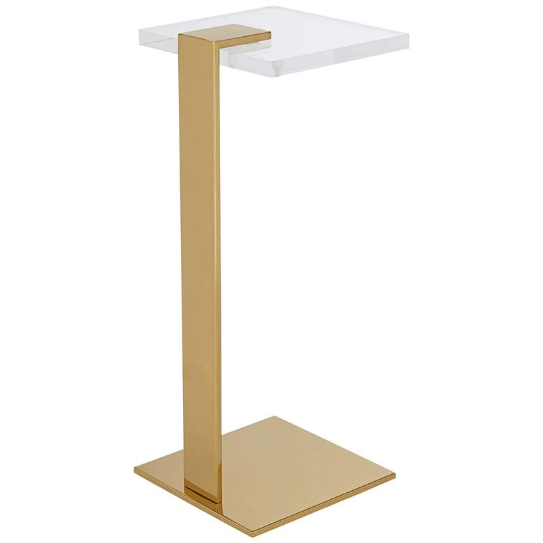 Image 7 55 Downing Street Marten 10" Wide Gold and Acrylic Square Side Table more views