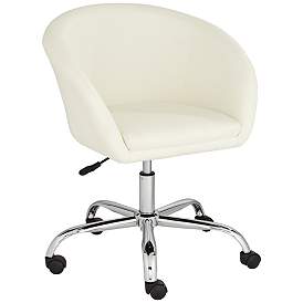 Image3 of 55 Downing Street Nash Creme Faux Leather Modern Adjustable Office Chair