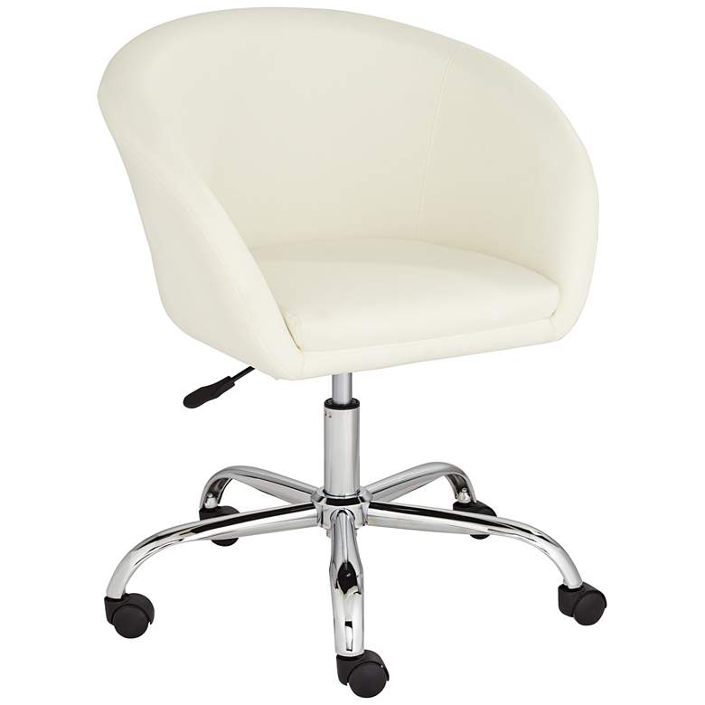 Image 3 55 Downing Street Nash Creme Faux Leather Modern Adjustable Office Chair