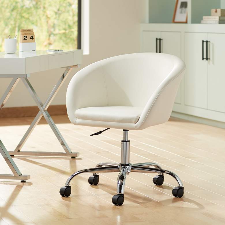 Image 2 55 Downing Street Nash Creme Faux Leather Modern Adjustable Office Chair