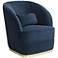 55 Downing Street Nebbia 31" Wide Navy Velvet Accent Chair with Pillow