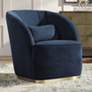 1_55 Downing Street Nebbia 31" Wide Navy Velvet Accent Chair with Pillow