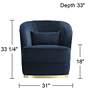 55 Downing Street Nebbia 31" Wide Navy Velvet Accent Chair with Pillow
