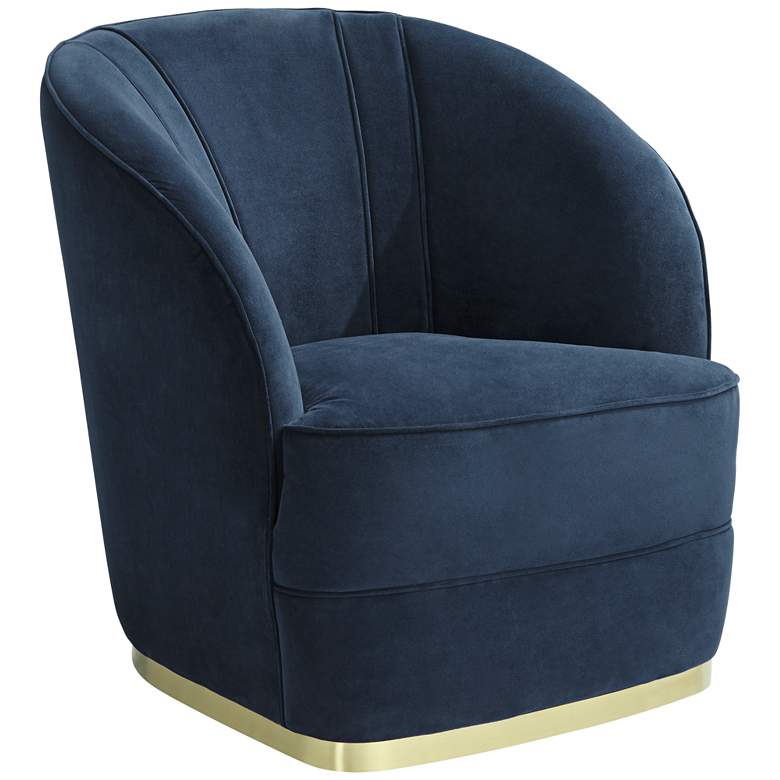 Image 7 55 Downing Street Nebbia 31" Wide Navy Velvet Accent Chair with Pillow more views