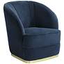 7_55 Downing Street Nebbia 31" Wide Navy Velvet Accent Chair with Pillow more views