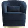55 Downing Street Nebbia 31" Wide Navy Velvet Accent Chair with Pillow