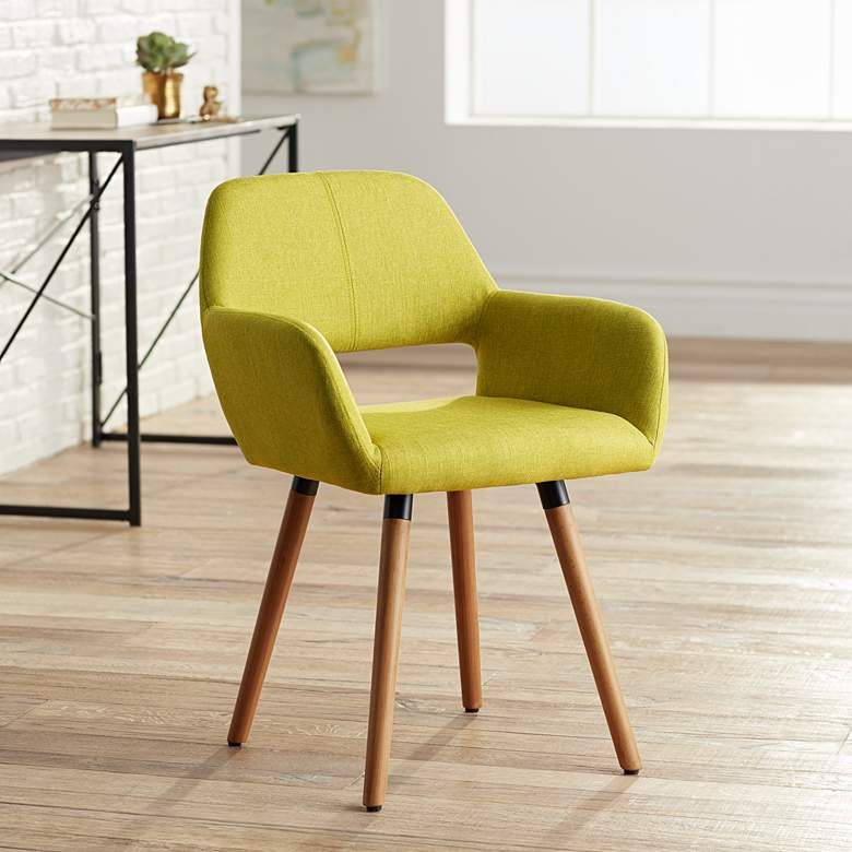 Image 1 55 Downing Street Nelson Green Fabric Mid-Century Modern Dining Chair