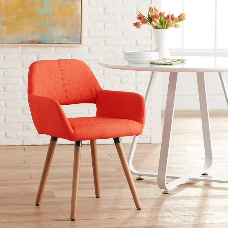 Image 1 55 Downing Street Nelson Orange Fabric Mid-Century Modern Dining Chair