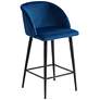 2_55 Downing Street Nigel 29" Modern Blue Velvet Luxe Barstool