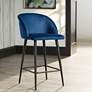 1_55 Downing Street Nigel 29" Modern Blue Velvet Luxe Barstool