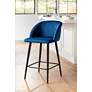55 Downing Street Nigel 29" Modern Blue Velvet Luxe Barstool