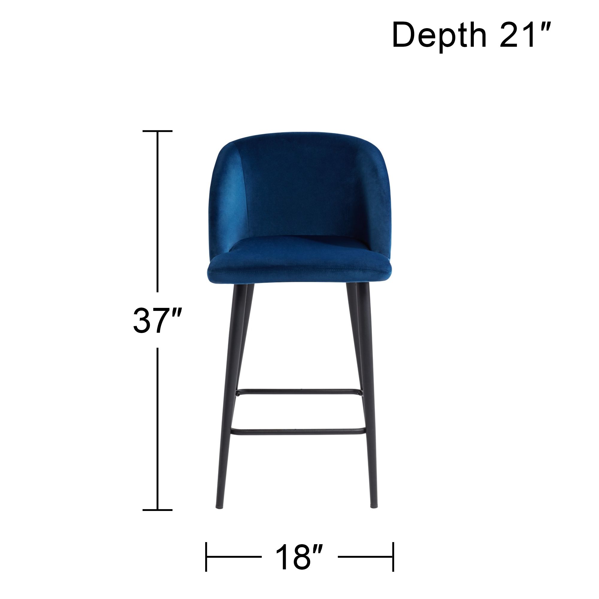 55 Downing Street Nigel 29" Modern Blue Velvet Luxe Barstool
