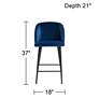 55 Downing Street Nigel 29" Modern Blue Velvet Luxe Barstool