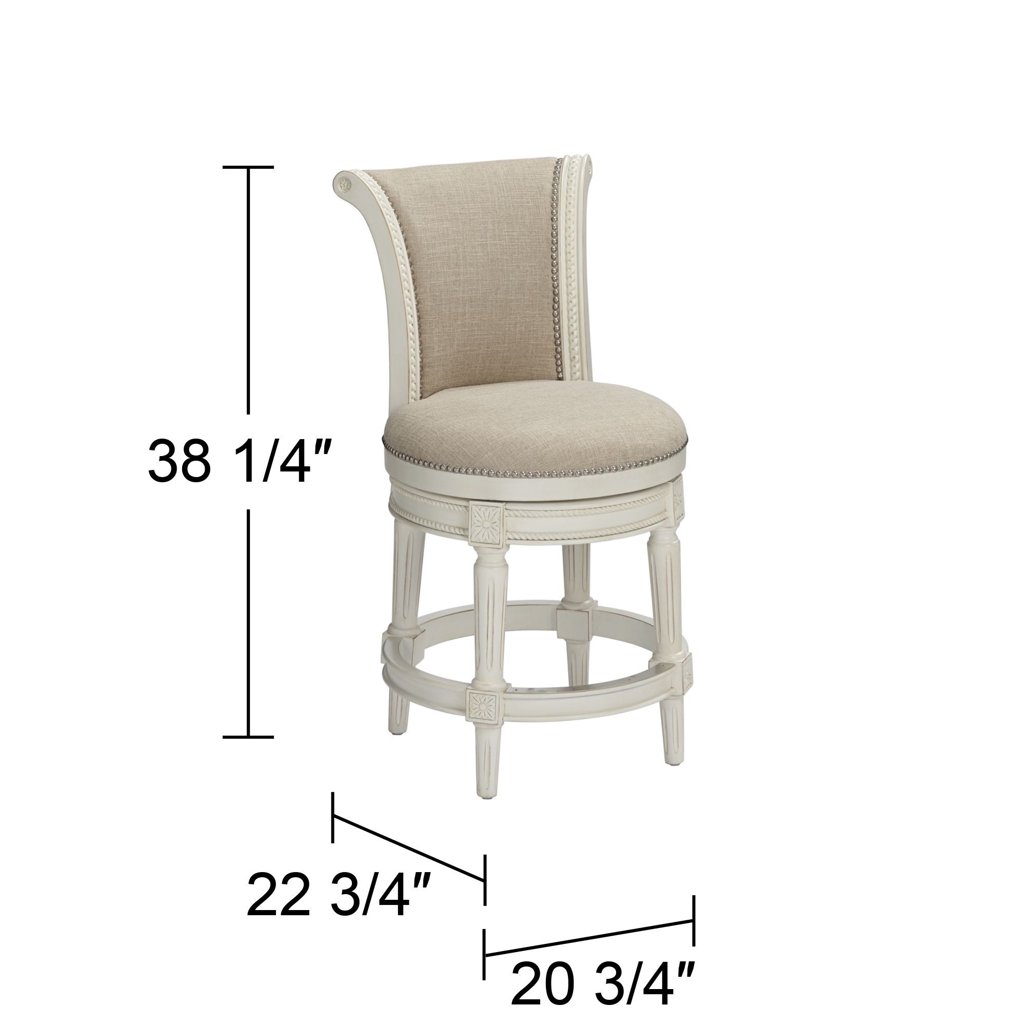 55 Downing Street Oliver 24 1/2" Cream Scroll Swivel Counter Stool