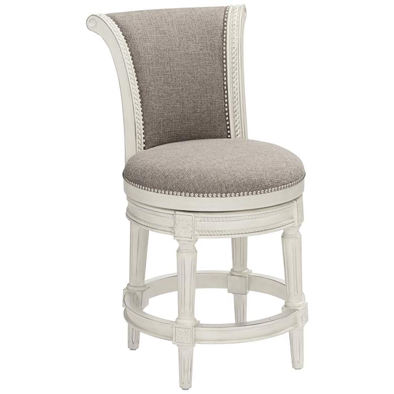 Image 3 55 Downing Street Oliver 24 1/2" Pewter and White Swivel Counter Stool