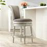 2_55 Downing Street Oliver 24 1/2" Pewter and White Swivel Counter Stool