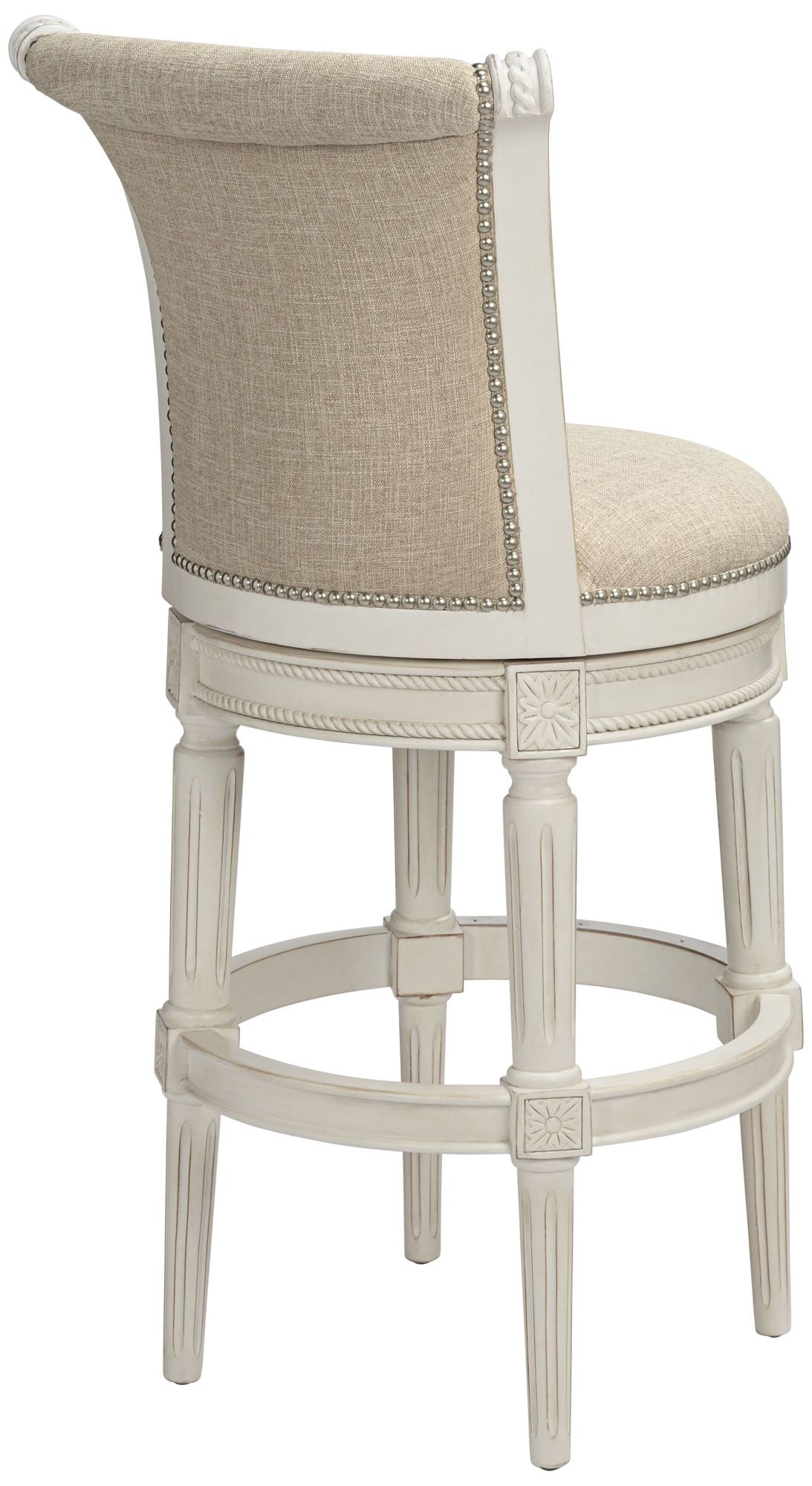 55 Downing Street Oliver 30 1/2" Cream Scroll Back Swivel Bar Stool