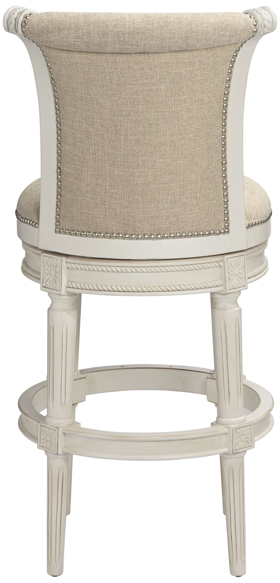 55 Downing Street Oliver 30 1/2" Cream Scroll Back Swivel Bar Stool