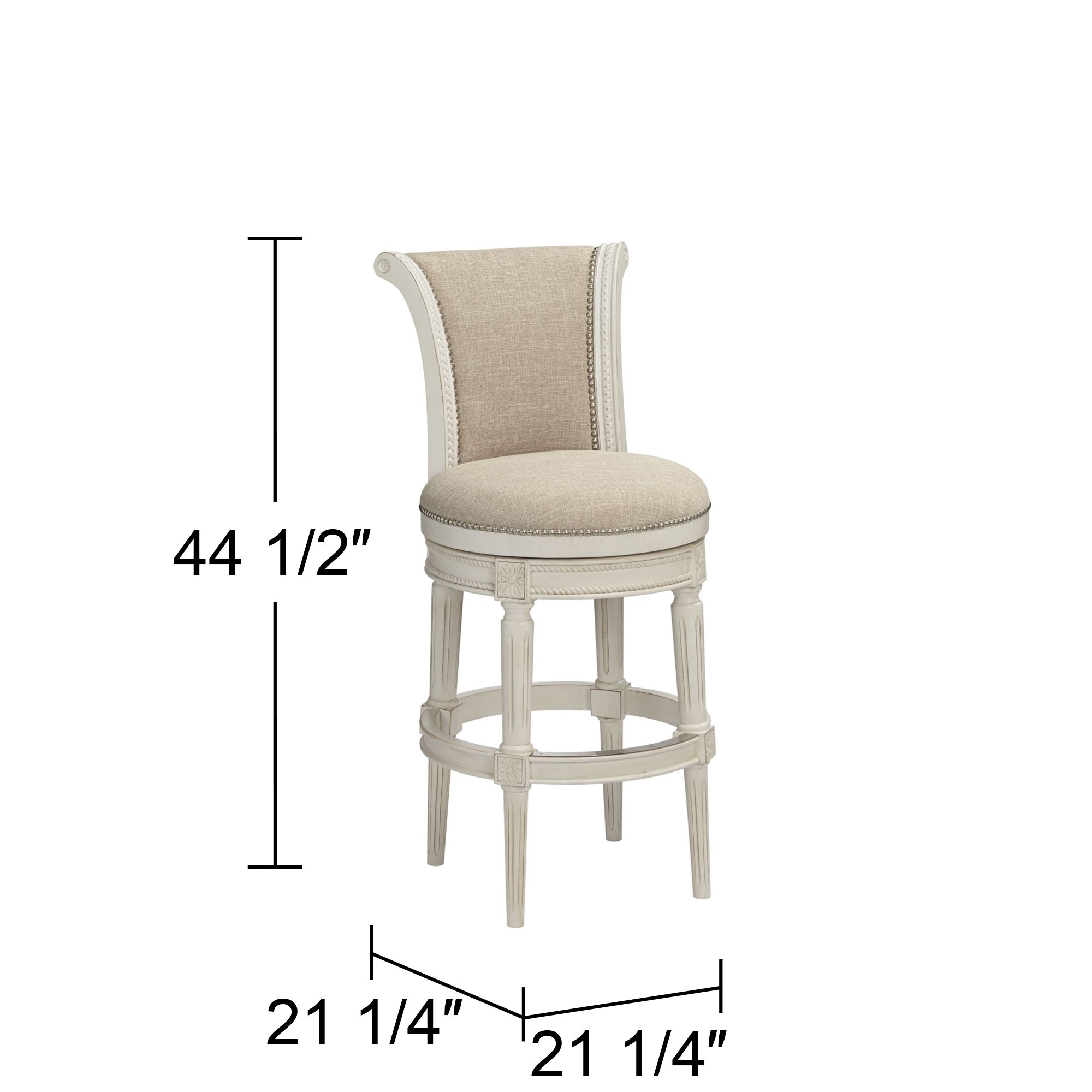 55 Downing Street Oliver 30 1/2" Cream Scroll Back Swivel Bar Stool