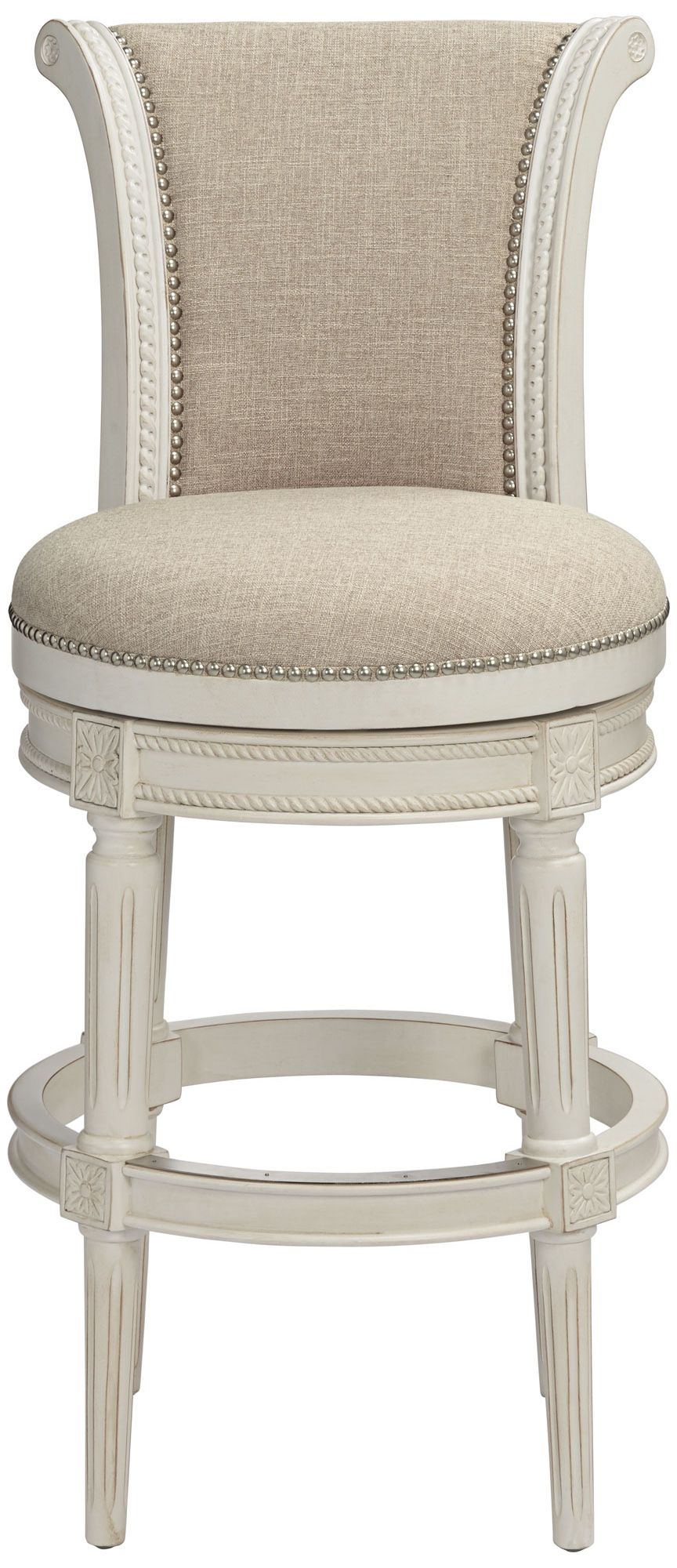 55 Downing Street Oliver 30 1/2" Cream Scroll Back Swivel Bar Stool