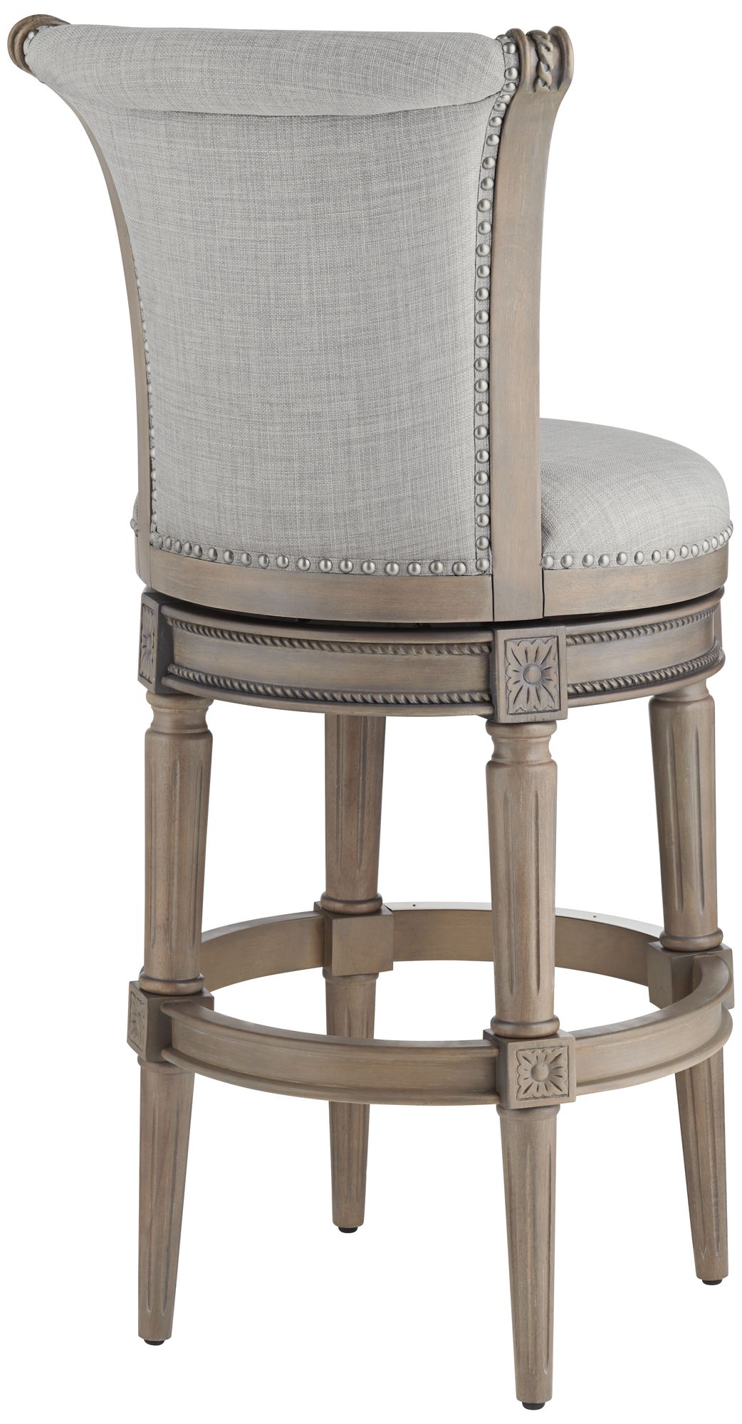 55 Downing Street Oliver 30 3/4" Ash Gray Scroll Back Swivel Bar Stool