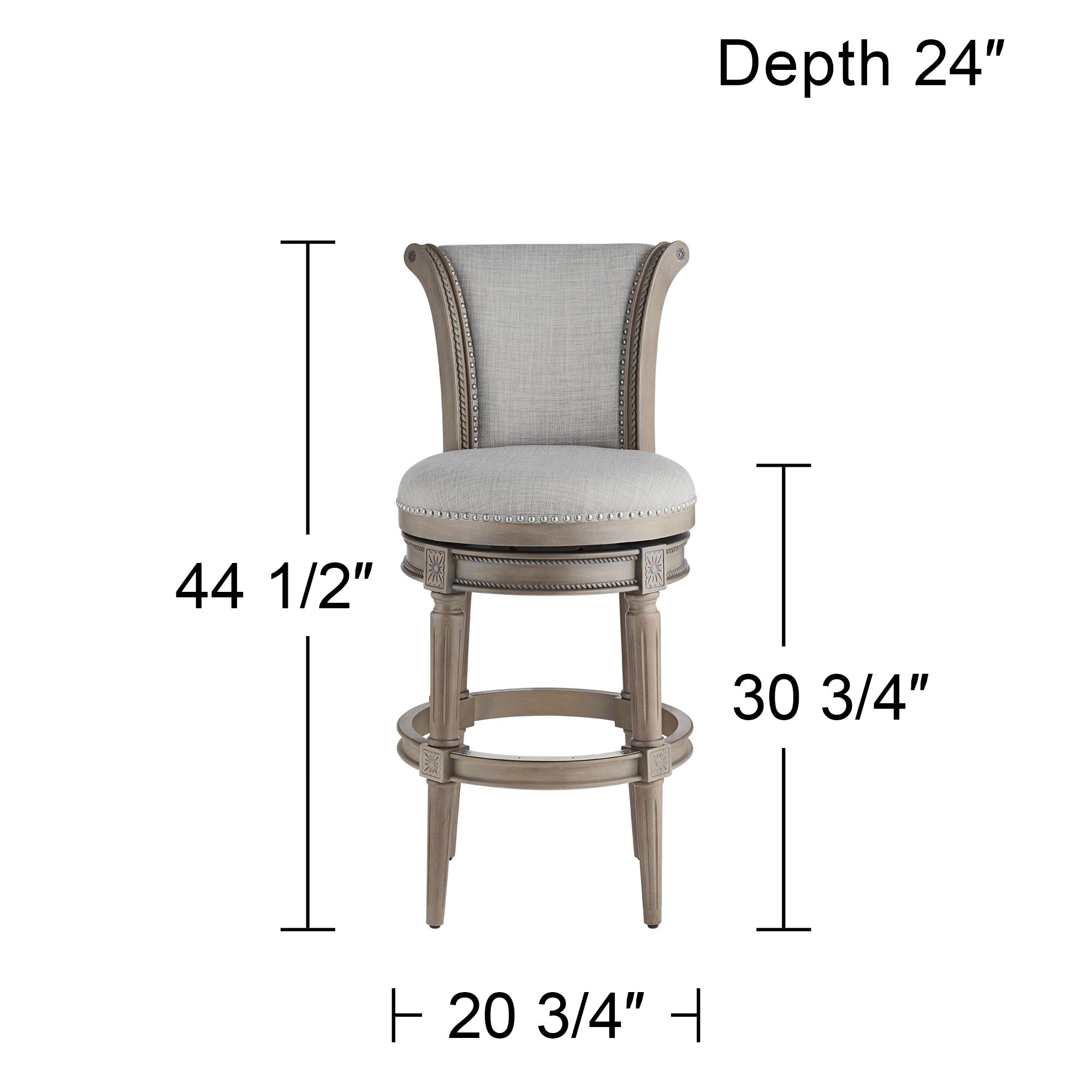 55 Downing Street Oliver 30 3/4" Ash Gray Scroll Back Swivel Bar Stool