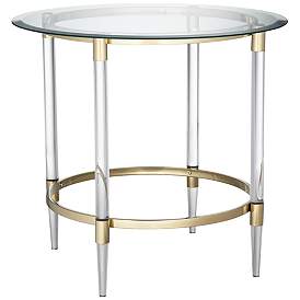 Image3 of 55 Downing Street Saarinen 24 1/4" Wide Gold and Glass Side Table