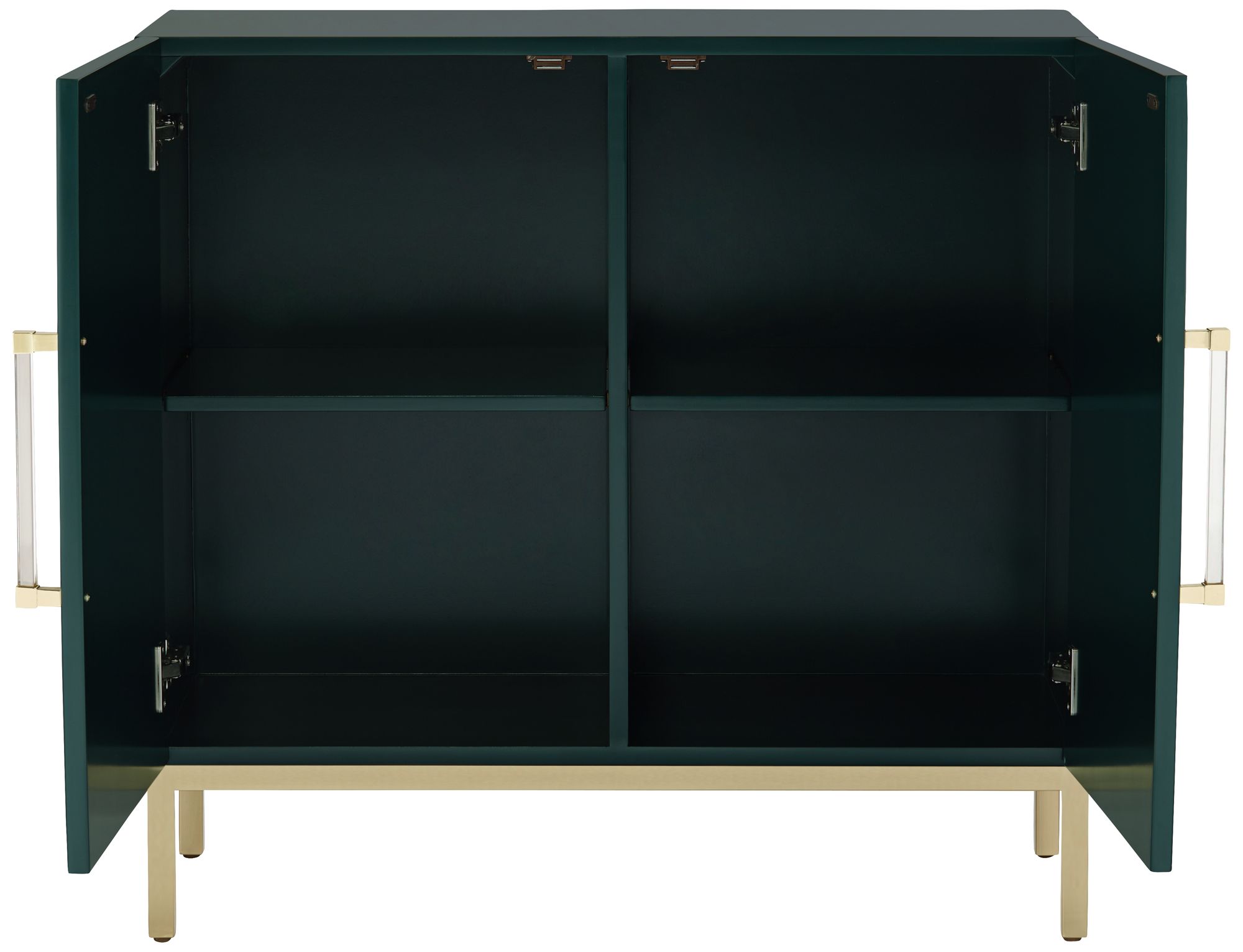 55 Downing Street Saga 36" Wide Green and Gold 2-Door Accent Chest in scene