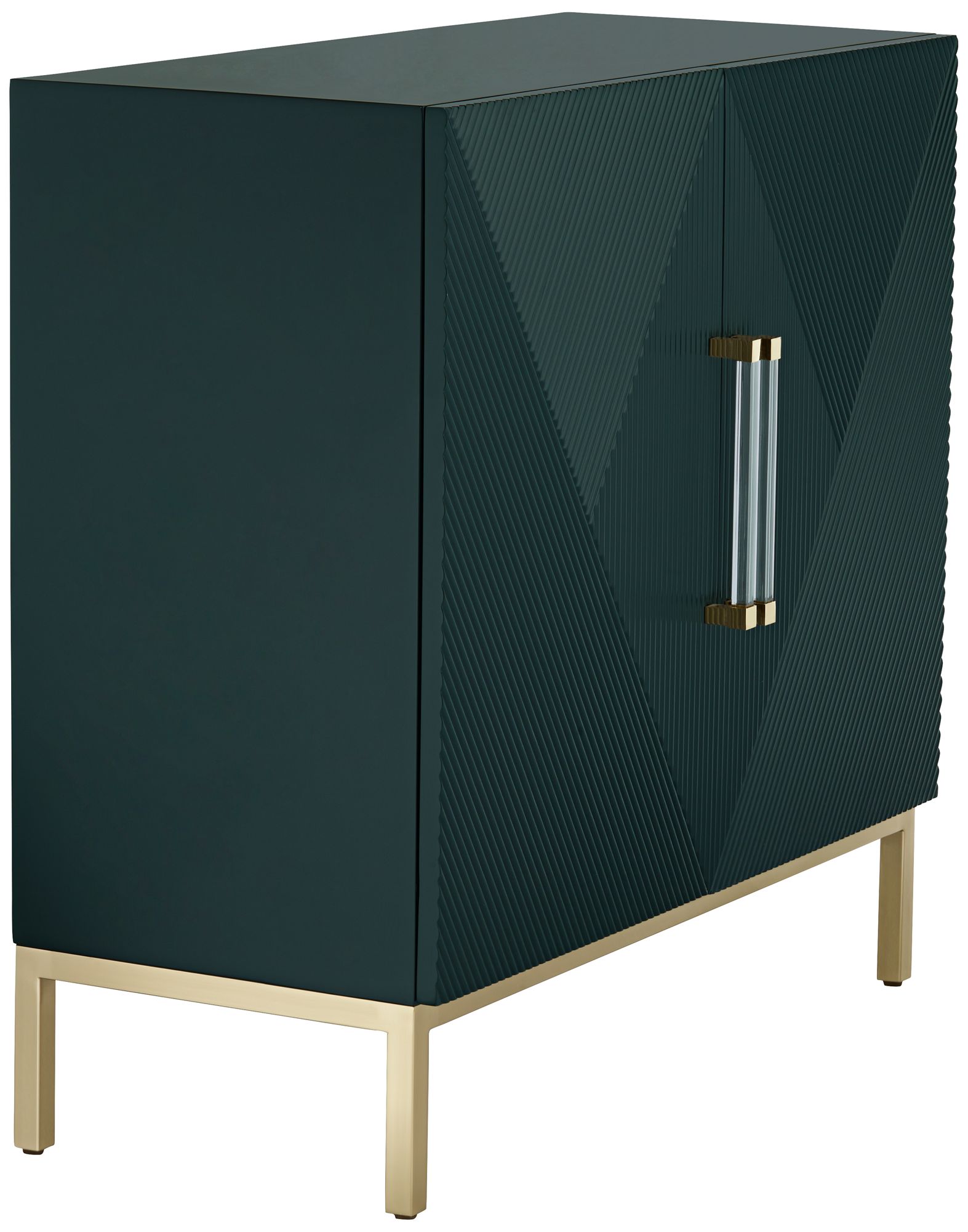 55 Downing Street Saga 36" Wide Green and Gold 2-Door Accent Chest in scene