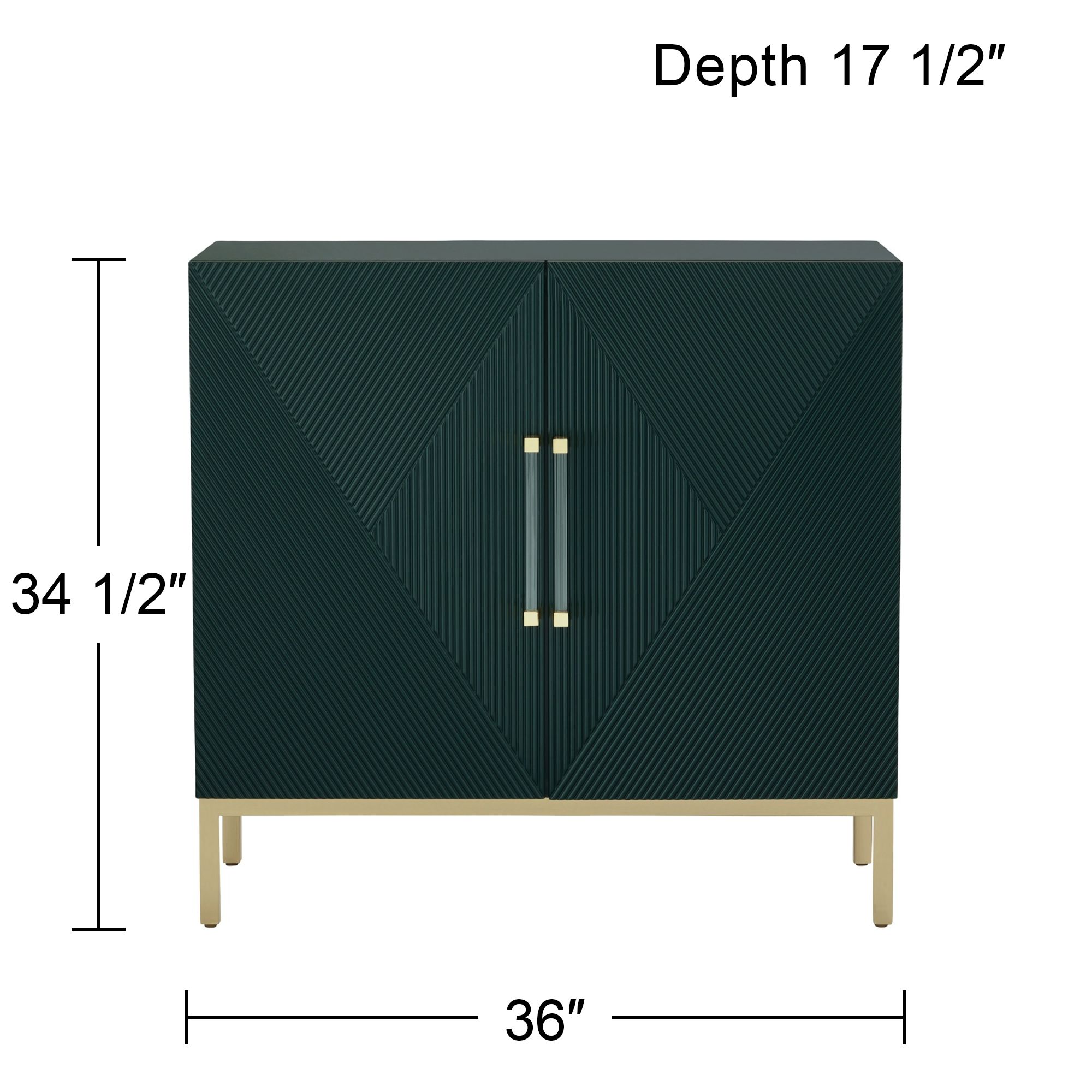 55 Downing Street Saga 36" Wide Green and Gold 2-Door Accent Chest in scene