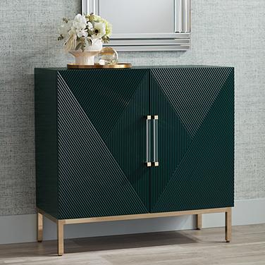 55 Downing Street Saga 36" Wide Green and Gold 2-Door Accent Chest