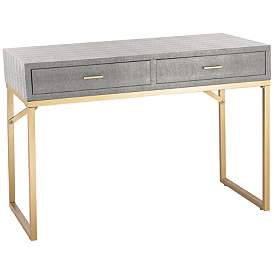Image3 of 55 Downing Street Sands Point 42" Wide Gray and Gold 2-Drawer Desk